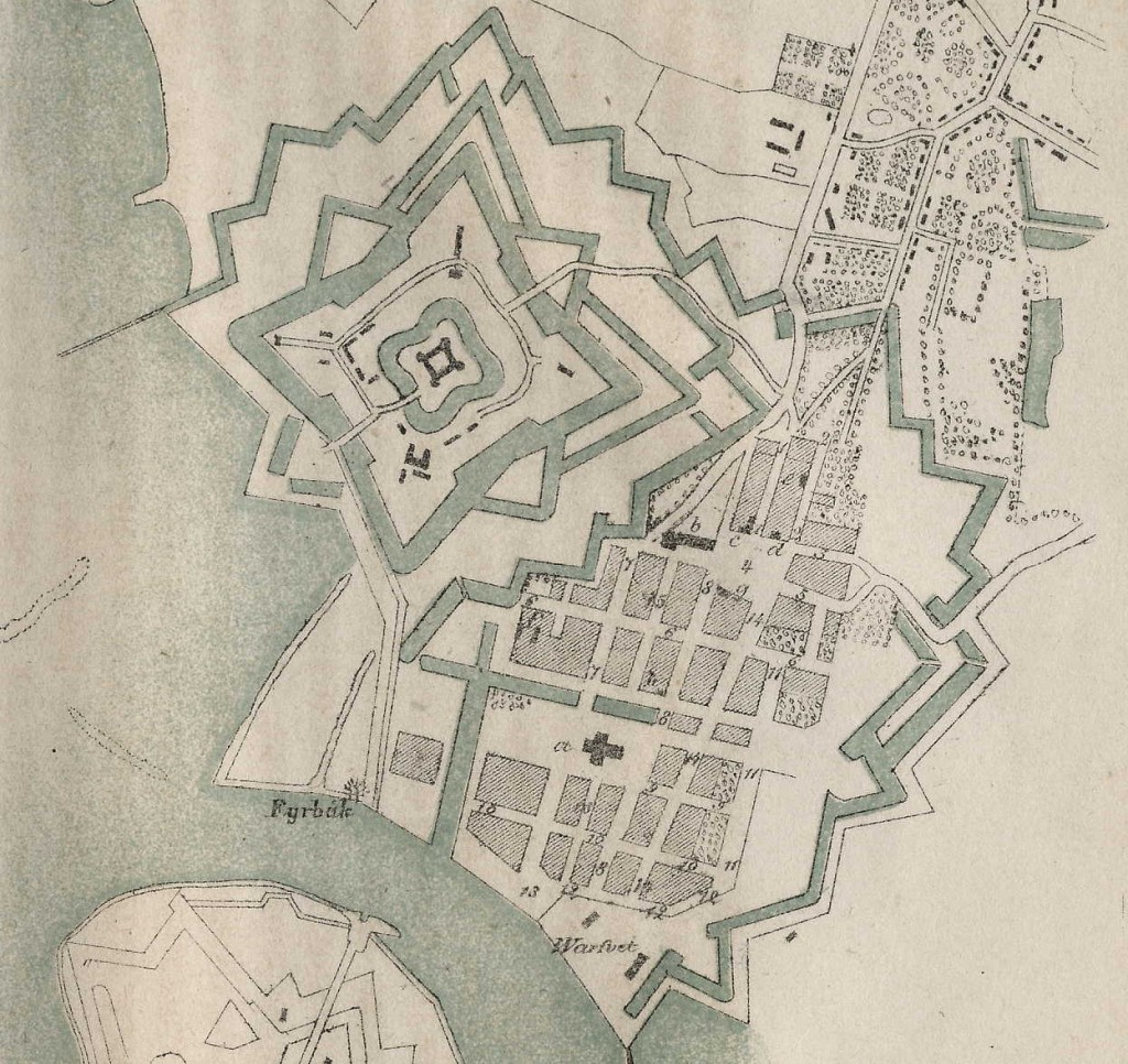 Karta över Landskrona. 1850-tal. Beskuren,